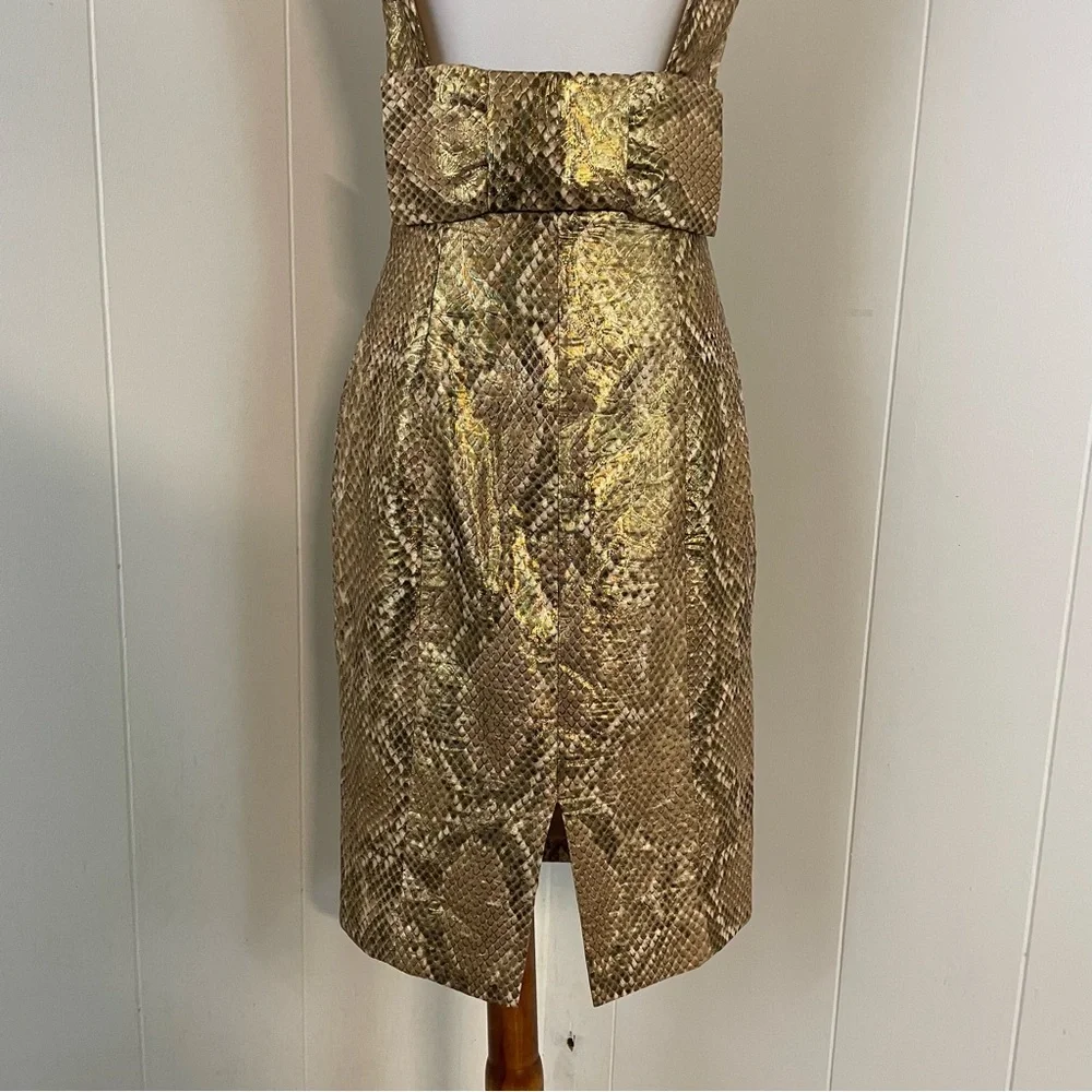 Tracy Reese Silk Metallic Dress Women’s 6 Sleeveless Scoop Neck Sheath Glam - Picture 5 of 10